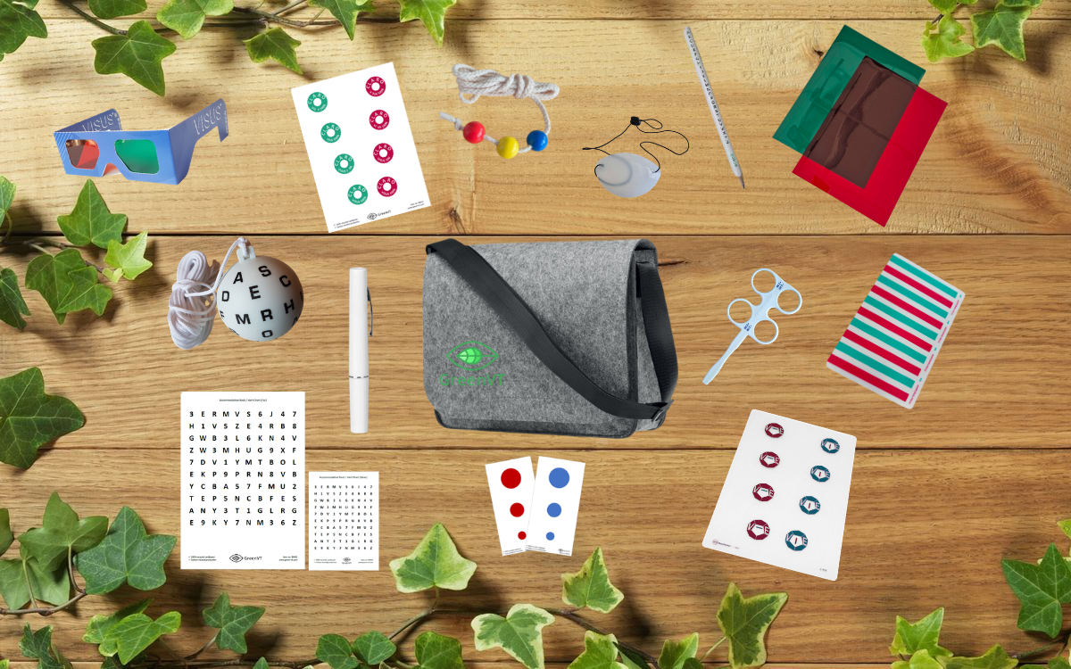Vision Therapy Patient Kit with bag (GreenVT + mix) | Base-in Base-out ...